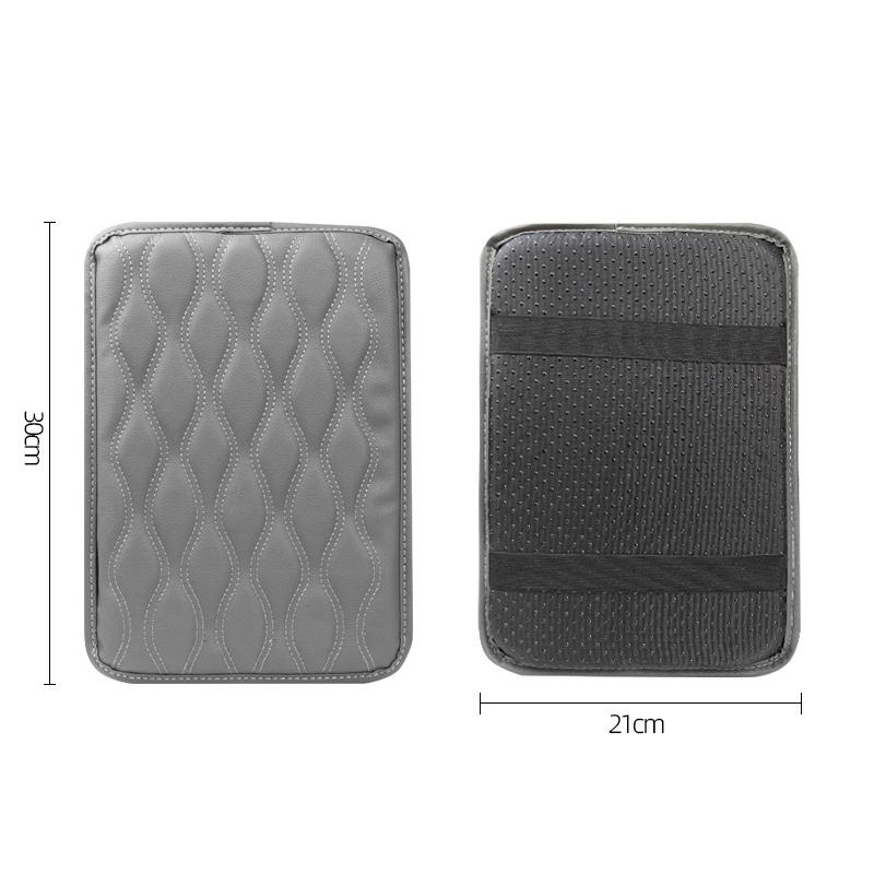 PU Leather Car Armrest Mat Center Console Wave Embroider Car Seat Box Protection Cushion Pillow Cover Protective Car