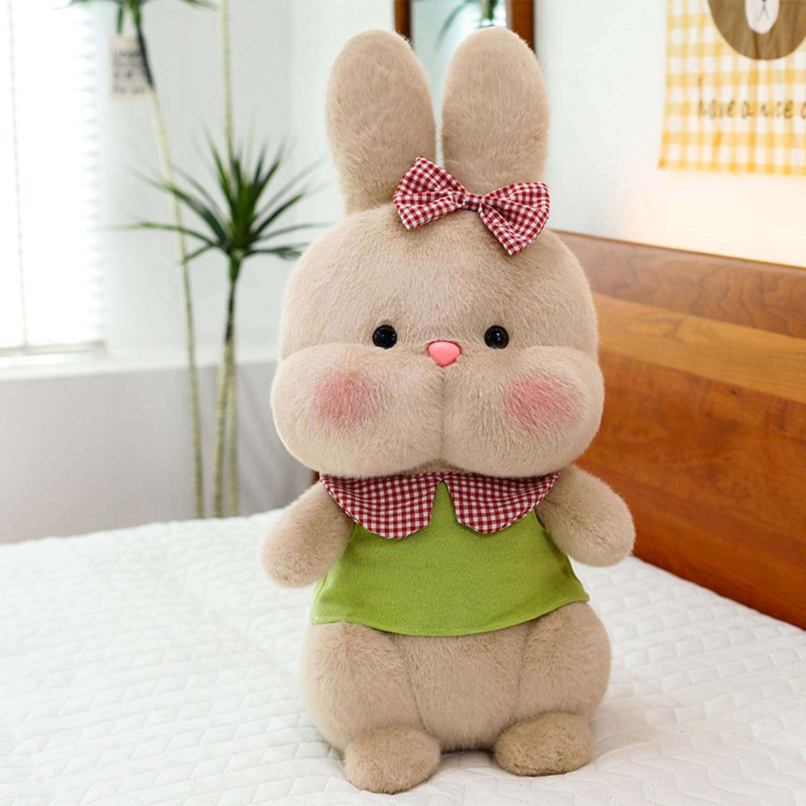 

Soft Plush Bunny Toy Stuffed Animal Doll with Bow Tie and Shirt Cute Cartoon Design for Children and Collectors Gift One Size зелёный