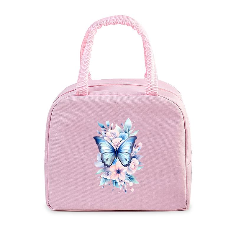 Vintage Butterfly Lunch Bag Student Office Women Men Bento Pouch Aesthetics Butterfly Insulation Portable Picnic Food Lunch Bags