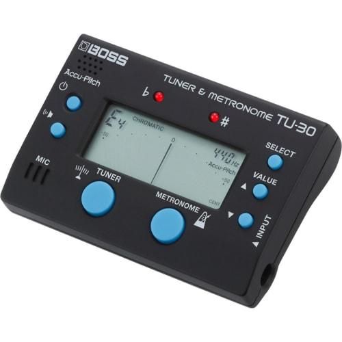 BOSS TU-30 Chromatic Tuner & Metronome with Built-in Mic/Input for Guitar, Bass, and Acoustic Instruments, AAA Battery Powered, Reference Tone Functio