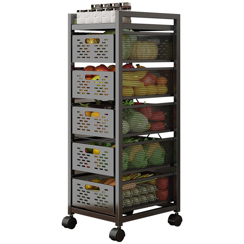 Shelf can draw cabinet vegetable seasoning basket drawer type floor-to-ceiling multi-layer slotted storage kitchen storage