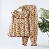 Double-layer Yarn Thin Pajamas Women's Pure Cotton Crepe Retro Sweet Doll Collar Loungewear Long-sleeved Trousers Set Spring and Autumn
