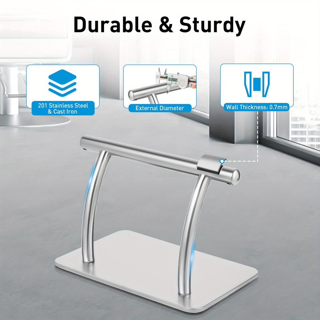 Stainless Steel Footrest – Ergonomic Salon & Home Foot Rest with Anti-Slip Base – 201 Stainless Steel – Silver