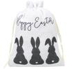 Bunny Egg Pouch Easter Cotton Bag White Drawstring Closure Soft Cotton Fabric Multi-purpose Use For Easter Treats
