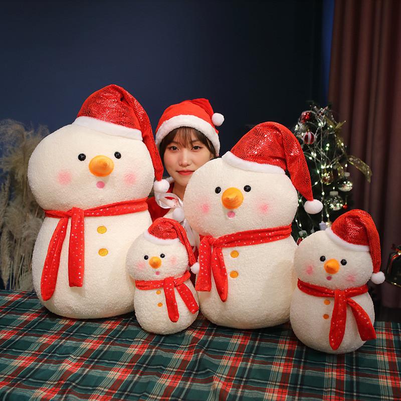 Adorable Snowman Plush Toy Soft Short Plush Doll Perfect Christmas Gift For Kids