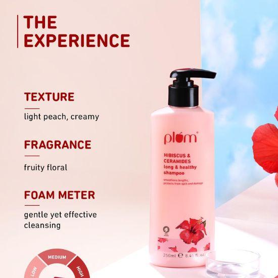 Plum Hibiscus & Ceramides Shampoo | For Silky, Smooth, Long Hair | Shampoo for Women and Men | 250ml