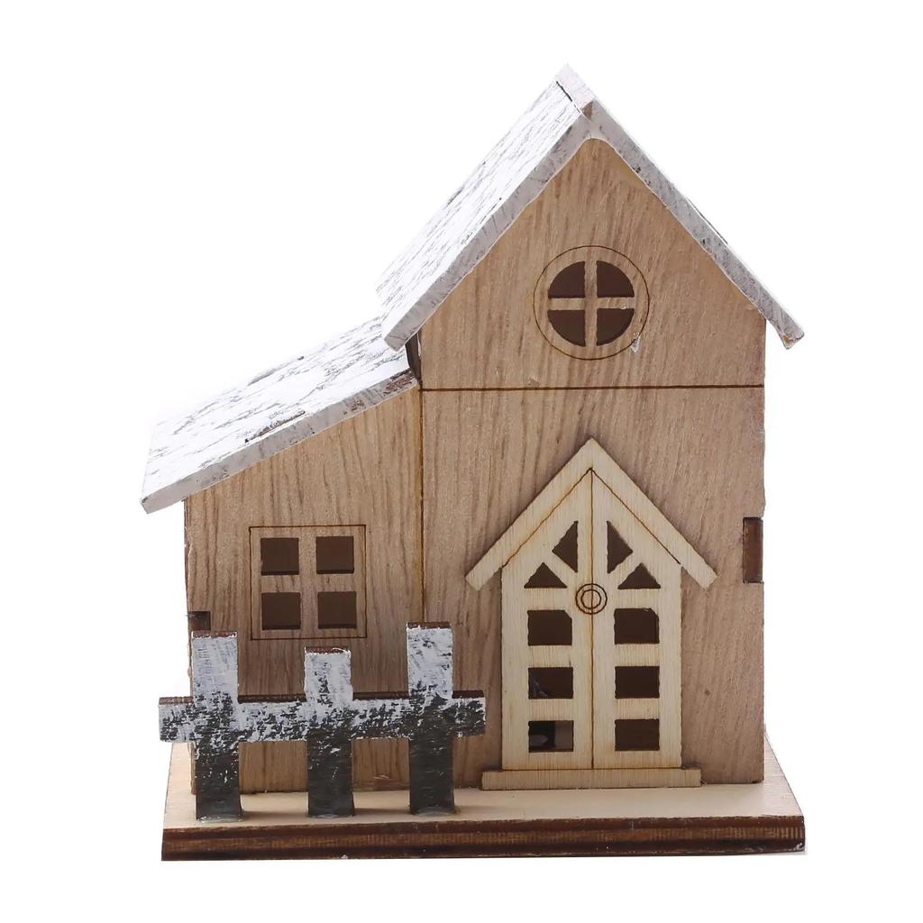LED Light Mini Wood House Model Luminous for Christmas Christmas Houses DIY Festive Wooden House Ornaments Kids New Year Gifts