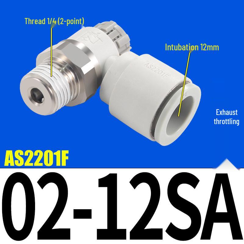 SMC AS1201F Pneumatic Speed Control Valve - Adjustable Throttle Push-Lock Fitting for Cylinder Control