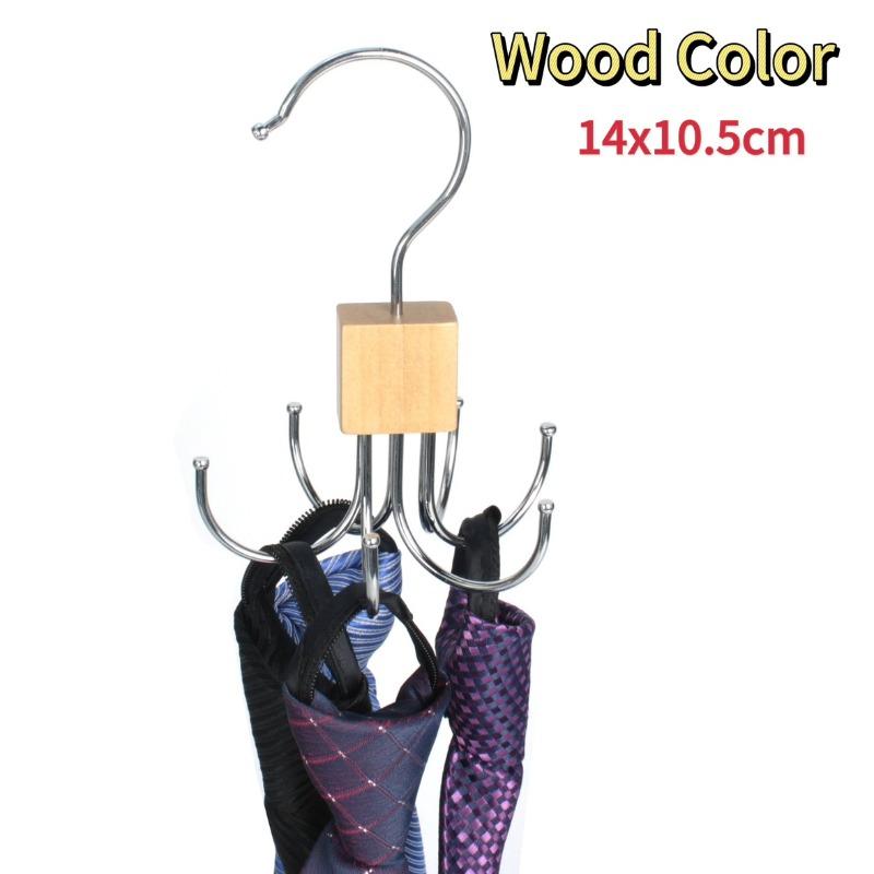 

1PC 360 ° Rotating Functional Solid Wood Six Claw Hook, Solid Wood Clothes Hanging, Seamless Home Bag, Scarf Storage HookS