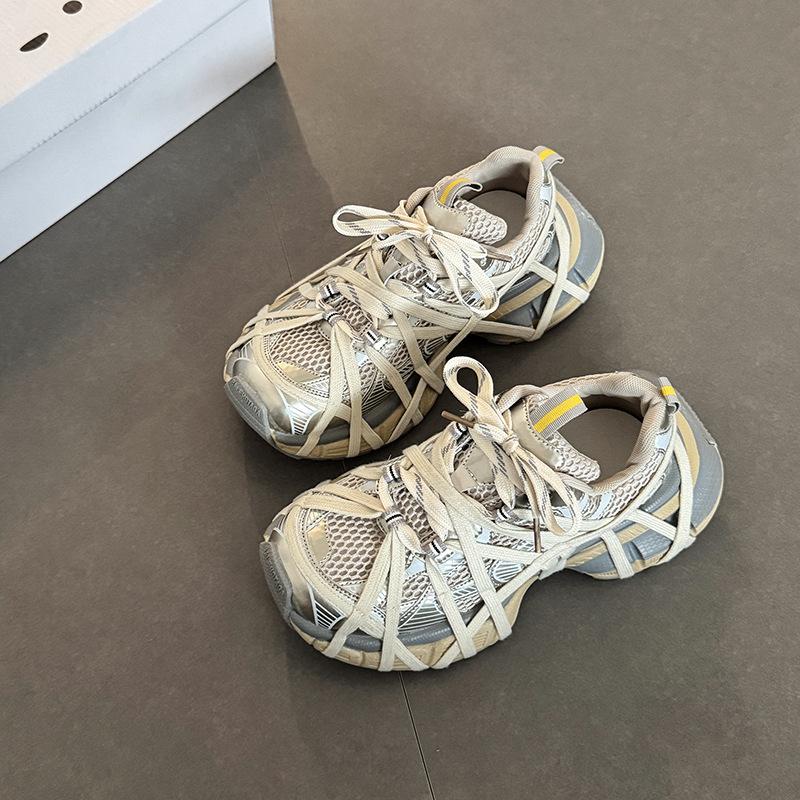 Retro versatile straps old dirty dad shoes autumn and winter fashion mesh girls sports moral training shoes casual shoes