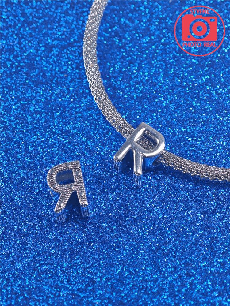 925 Silver Charm Beads Fit Bracelet Charms 26 Letters English Pinyin Bead Gift for Women Jewelry