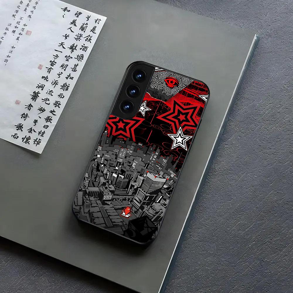 

P-Persona 5 Anime Phone Case For Samsung S24, S25 22,30,Note20,Ultra,Lite,Ultra5G,Plus,FE Black Cover S25