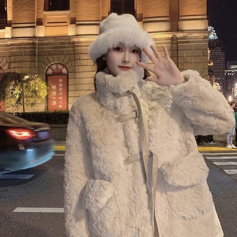 Autumn and winter new loose imitation lamb wool thickened imitation rabbit fur short plush jacket women's clothing