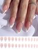 Secret Lives Premium Press on Nails Reusable Artifical Designer Fake Nails Extension Transparent with Golden Glitter Design 24 PCS Set with Kit