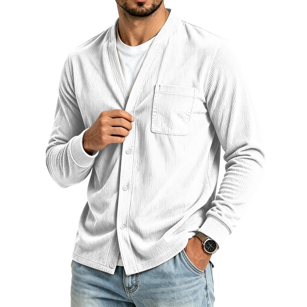 Men's Casual Color Loose Fit Top with Pockets