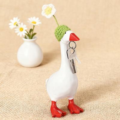 1 Ensemble Statue d'Oie Mini Chapeau Tricoté avec Sangle Réglable Oie de Bureau