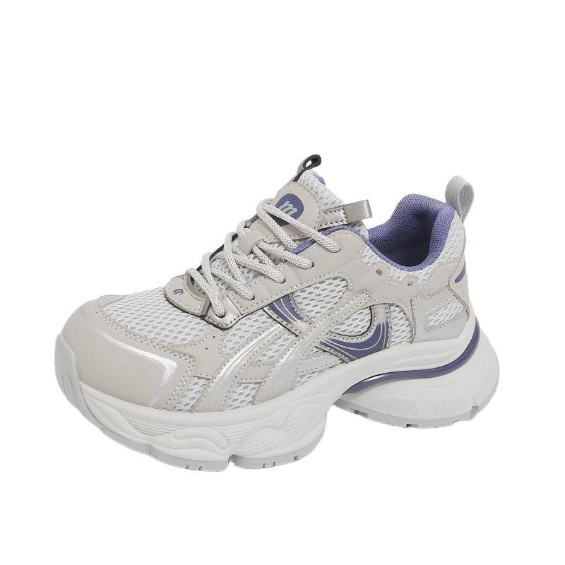 

Yueyu mesh dad shoes girl 2025 autumn new round head muffin thick bottom breathable non-slip casual sports shoes tide 40 синий