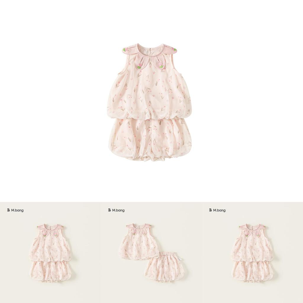Girl Summer Flower Pattern Sleeveless Shorts Set For Kids 3 To 8 Years