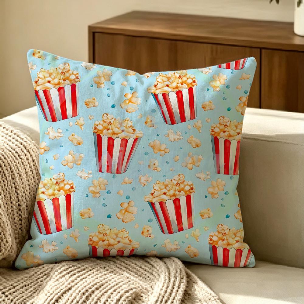 Food Popcorn Cushion Cover Pillow Cover Nordic Minimalist Throw Doublesided Print Cushion Case For Sofa Bedroom Decor