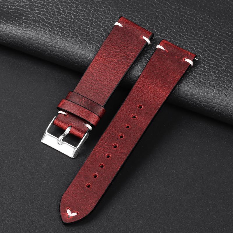 Handmade Retro Oil Wax Genuine Leather Watchbands Quick Release Calfskin Watch Strap 18mm 20mm 22mm Men Watch Accessories