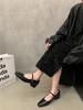 2025 New Autumn Korean Version of Fairy Thick Heel Mary Jane Small Leather Shoes French Evening Temperament Commuter Single Shoes Woman