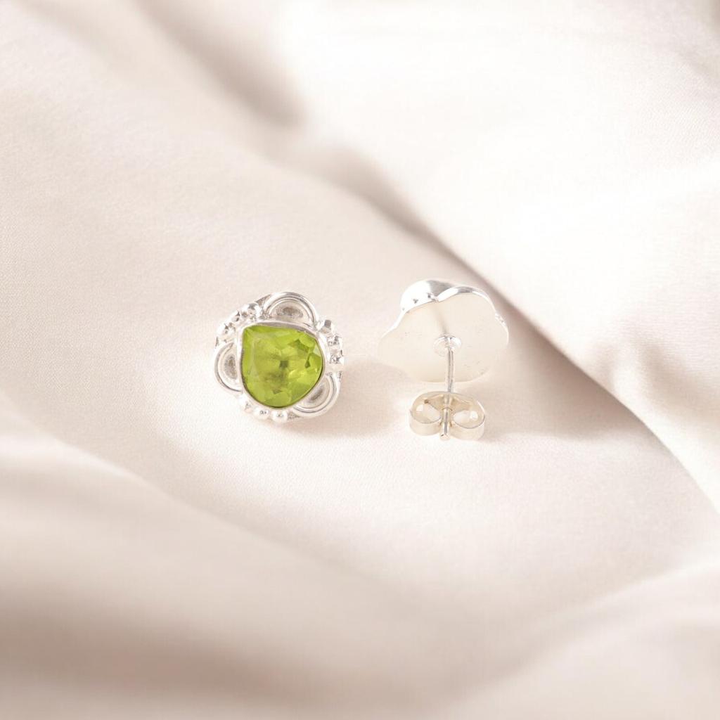 Natural Peridot Gemstone Earrings 925 Sterling Silver Handmade Jewelry For Her EE-159-2