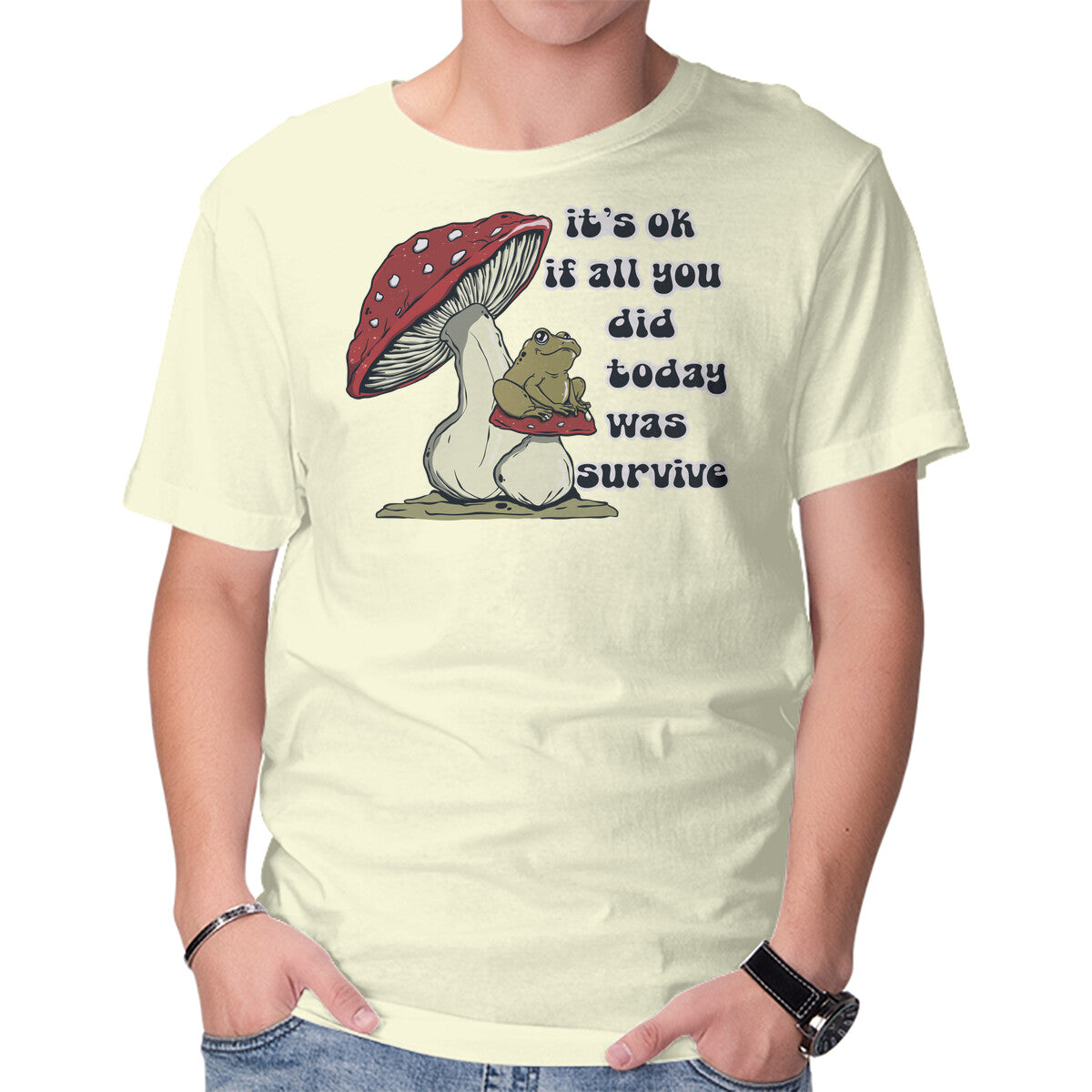 Unisex Crew Neck T-Shirt Survive Today Graphic Short Sleeve Casual Tee M