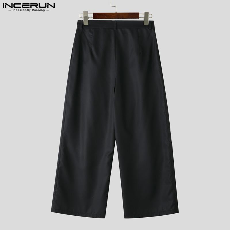 INCERUN Men Casual Loose Zip-up Waist Print Wide Legs Long Trousers Pants