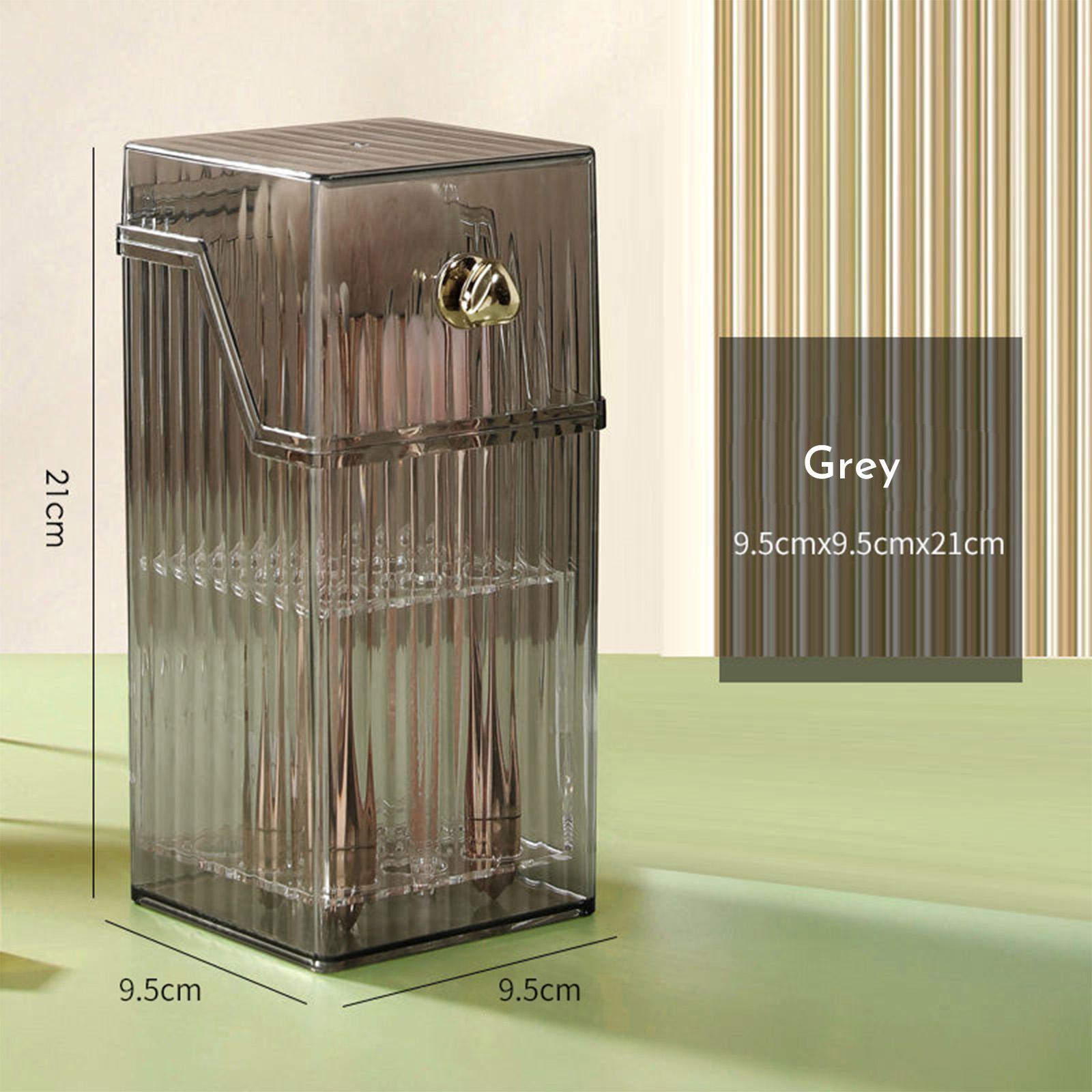 

Органайзер-подставка для кистей для макияжа с крышкой, Органайзер для косметики, Настольная стойка для хранения косметических кистей, Пылезащитный органайзер для косметики, Коробка для хранения 3 цвета серый