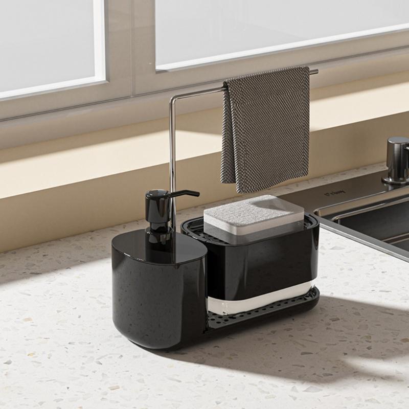 2 in 1 Soap Dispenser and Sponges Holder Practical Dish Soap Dispenser Soaps Pump Dispenser for Kitchen Bathroom