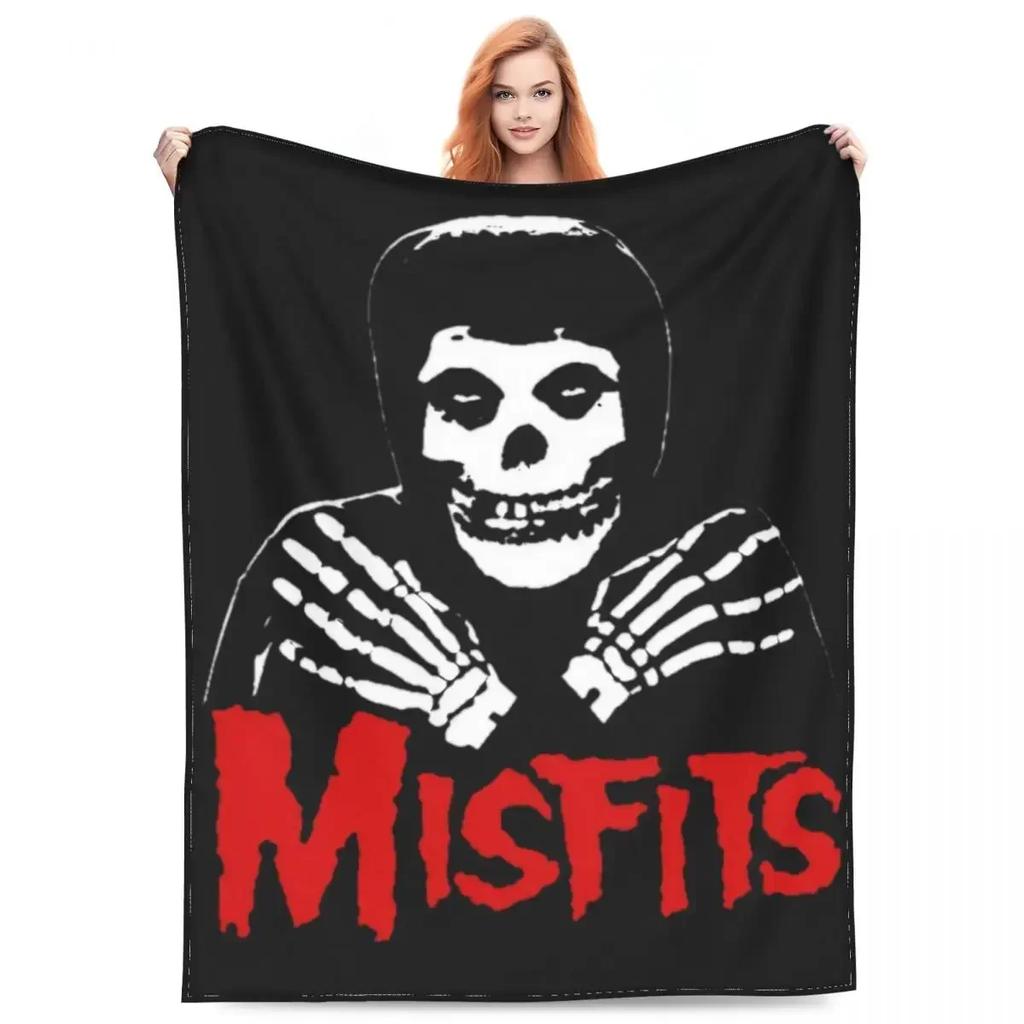 Misfits Horror Punk Rock Band Decke Korallenfleece Plüsch Dekoration Entspannend Leichte Überwurfdecken für Reisebettwäsche Überwürfe