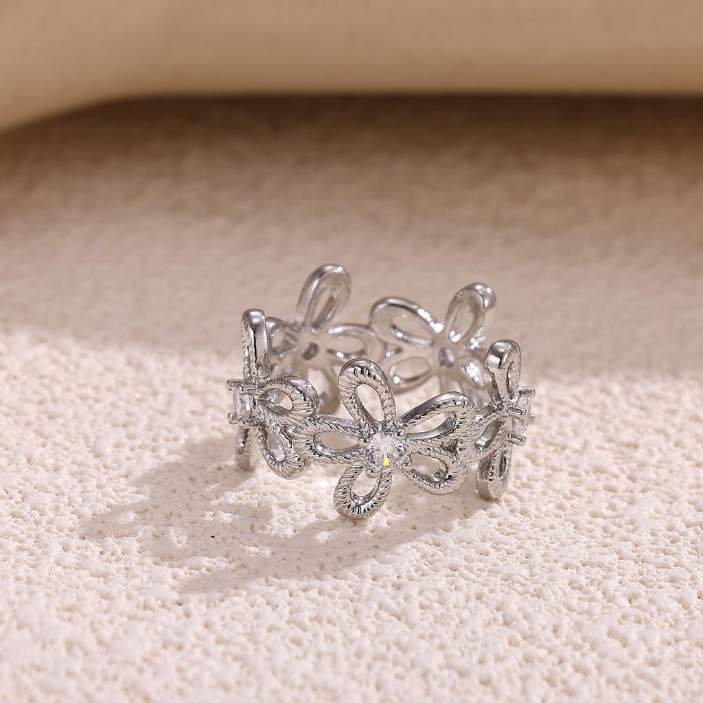 Minimalist Corss Hollow Opening Rings For Women Flower Buds Anillos Fashion Ring Gold Color Romantic Jewelry Party Punk Gift