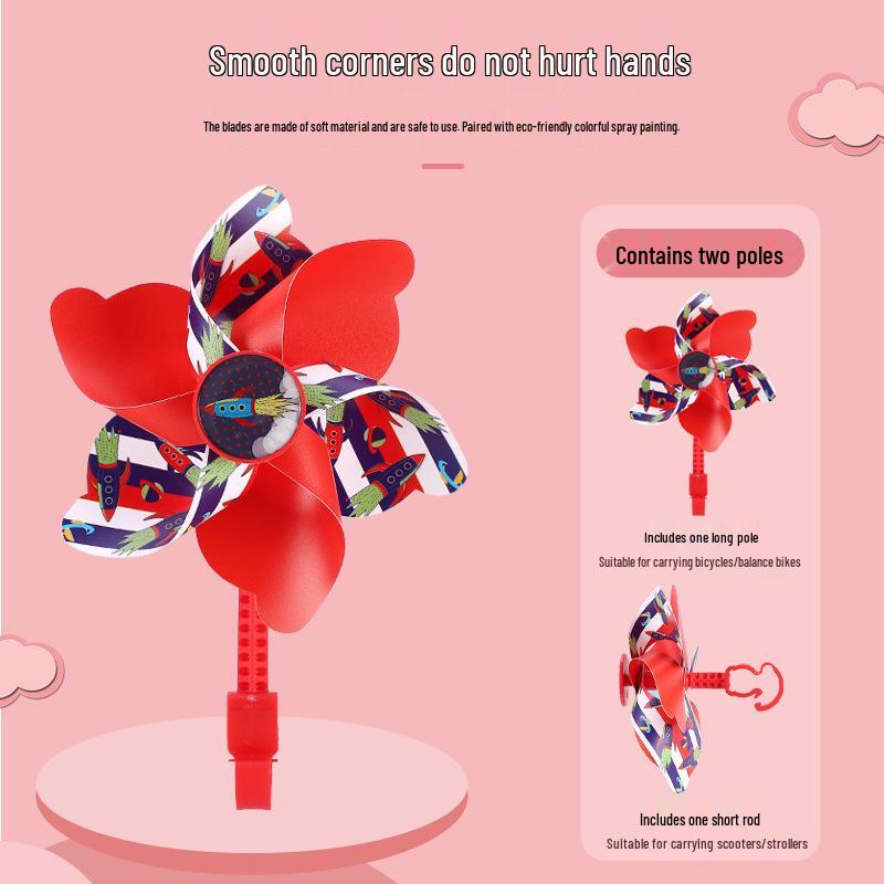 Seven-Color Rotating Pinwheel Pendant for Children's Bike or Stroller