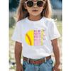 European Sizes Girls' Softball T-Shirt - Features a Vibrant Yellow Baseball,Perfect for Sporty Girls