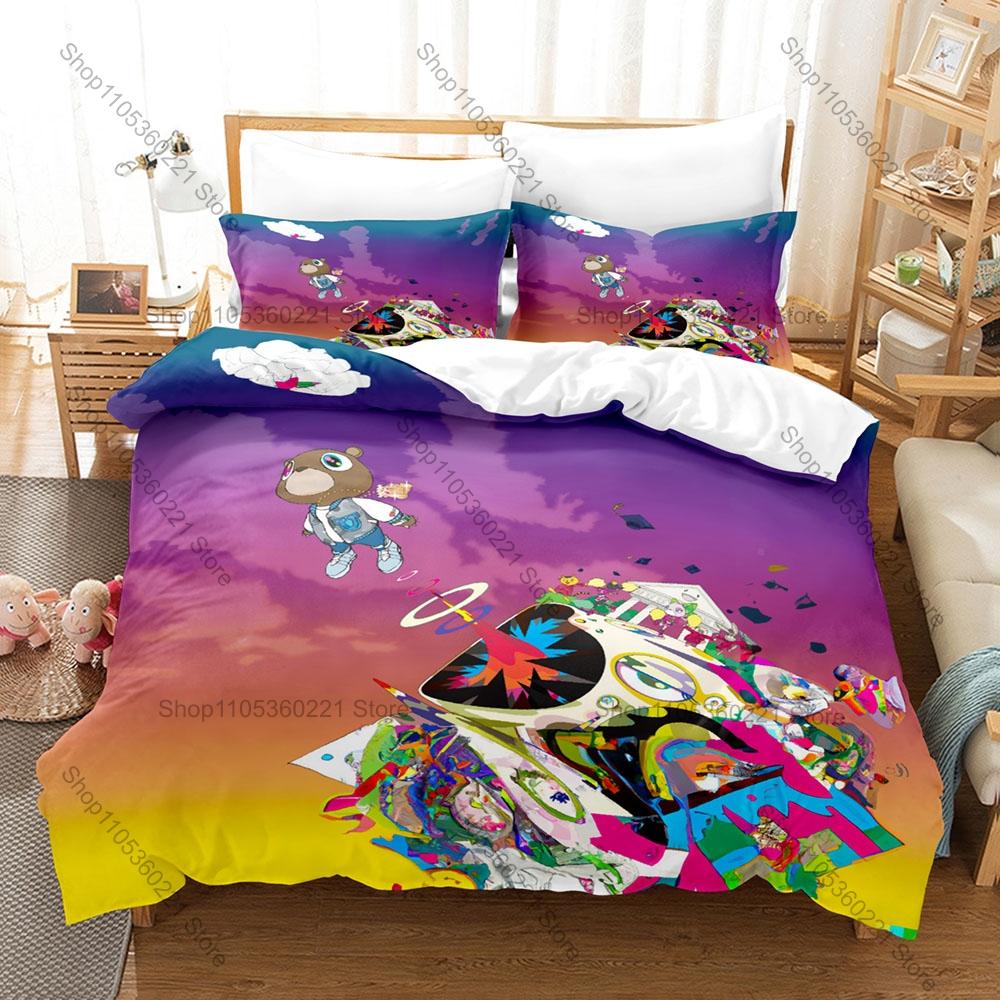 Legendary Hip Hop Rapper Ye Kanye West Graduation Bear Donda Yeezus Album Collage Bedding Set 1 Duvet Cover + 2 Pillowcases
