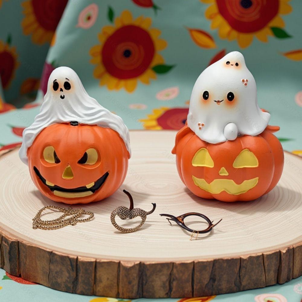 Spooky Pumpkin Halloween Ghost Statue Creative Holding Pumpkin Ghost  Holiday Party Ornament
