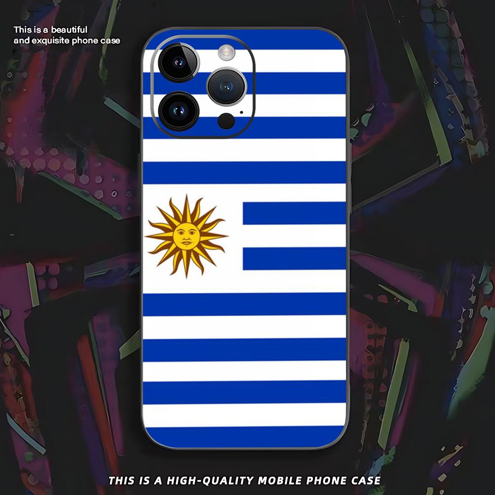 Uruguay flag ins Phone Case For iPhone 16 16e 15 14 13 12 11 XS XR Plus Mini Pro Max Soft black Shockproof Cover