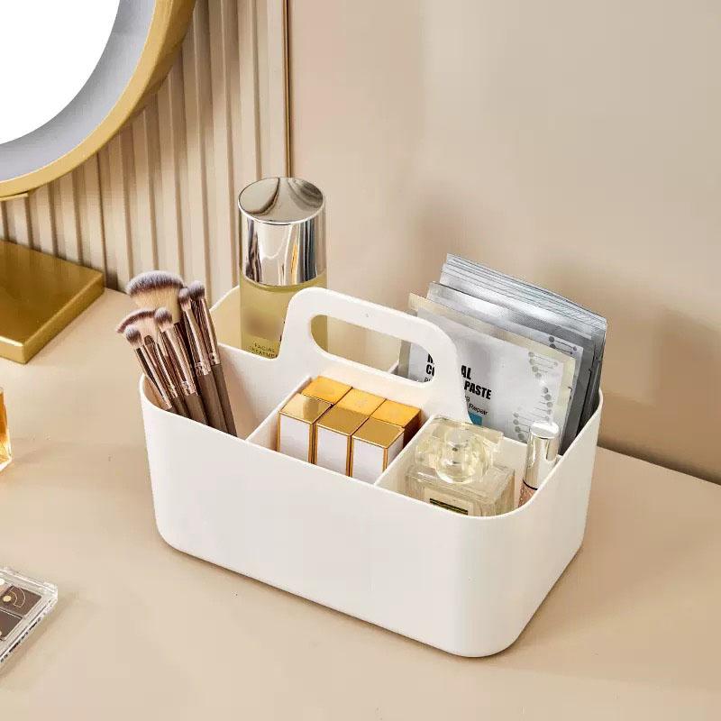 Desktop Cosmetic Organiser, Pen and Desk Organiser, Split Marker Organiser with Handle Bracket Portable Utility Fixed Container