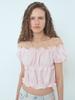ETMON Banding Shirring Blouse Light Pink