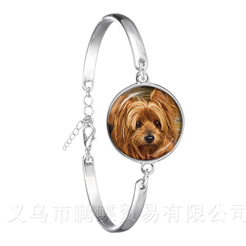 Agile Dog Bracelet French Bulldog Cocker Spaniel Look Like Cute Cuddly Silver Plated Chain Bangle Glass Dome Men Women Jewelry