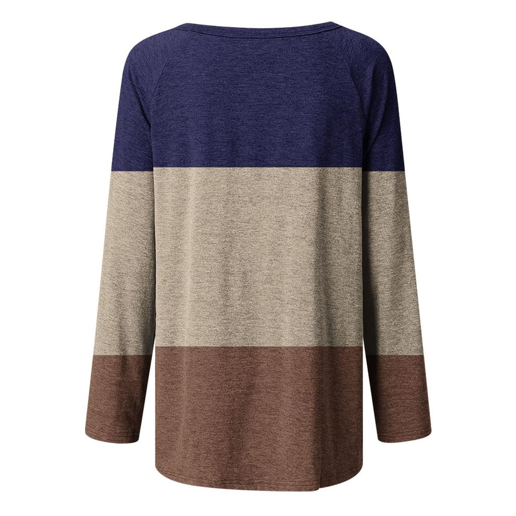Women's Fashion Casual Irregular Patchwork Color Print Loose Medium Long Long Sleeve Top