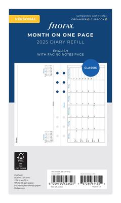 Wkład do organizera Filofax System, 2025, Start styczeń, Miesięczny Biblijny, Biały, 25-68405, Oficjalnie importowany