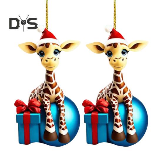 

Рождественское украшение в виде жирафа, акриловая милая подвеска в виде животного, мультяшный жираф, подвесное украшение для дерева, автомобиля, подарок любителям животных 2pcs