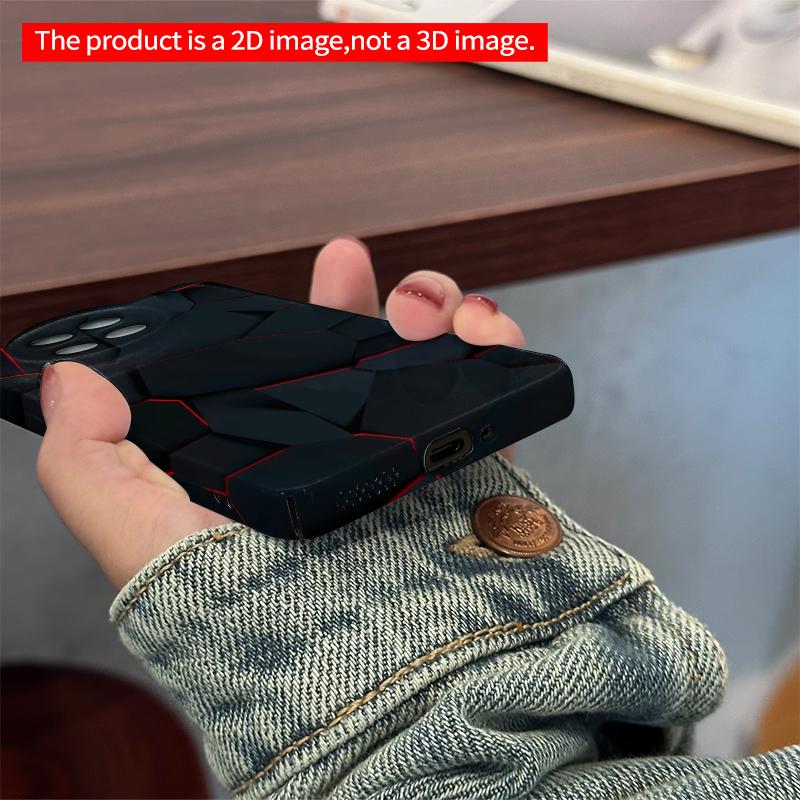 2DFlat Xiaomi Redmi phone caseDark Geometric Split with Red Glowsuitable for Redmi Note 11 12 13 14 A3 K80 15 17 Ultra