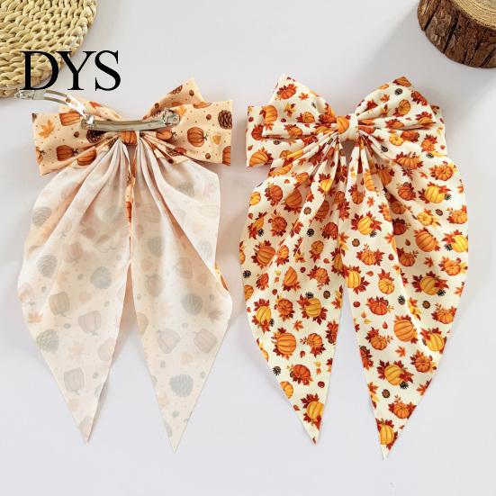 Cute Autumn Themed Hair Ornaments Fall Pumpkin Maple Leaf Bows for Women Girls, Pinecone Clips, Large Bowknot Fashionable Headwear Holiday Outfits