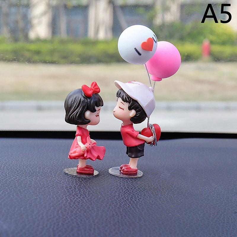 Cute Kiss Couple Car Interior Decoration Action Figures Auto Rearview Mirror Dashboard Ornaments Gift Home Desktop Decor