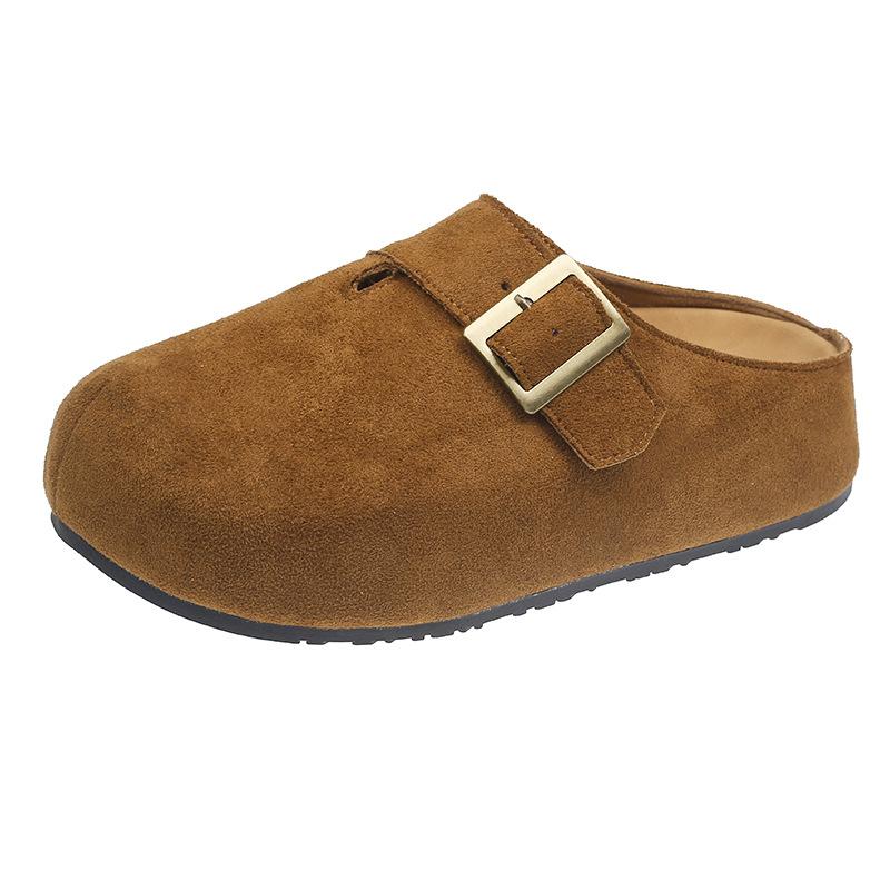 

2677 Носите толстую подошву, чтобы увеличить рост, ленивые повседневные 2025 новые летние туфли-шлепанцы с закрытым носком и без задника 40 коричневый