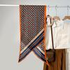 Premium Trend Simple Geometric Printing Simulation Silk Single-layer Parallel Scarf Women's Niche Retro Wool Feel Silk Scarf