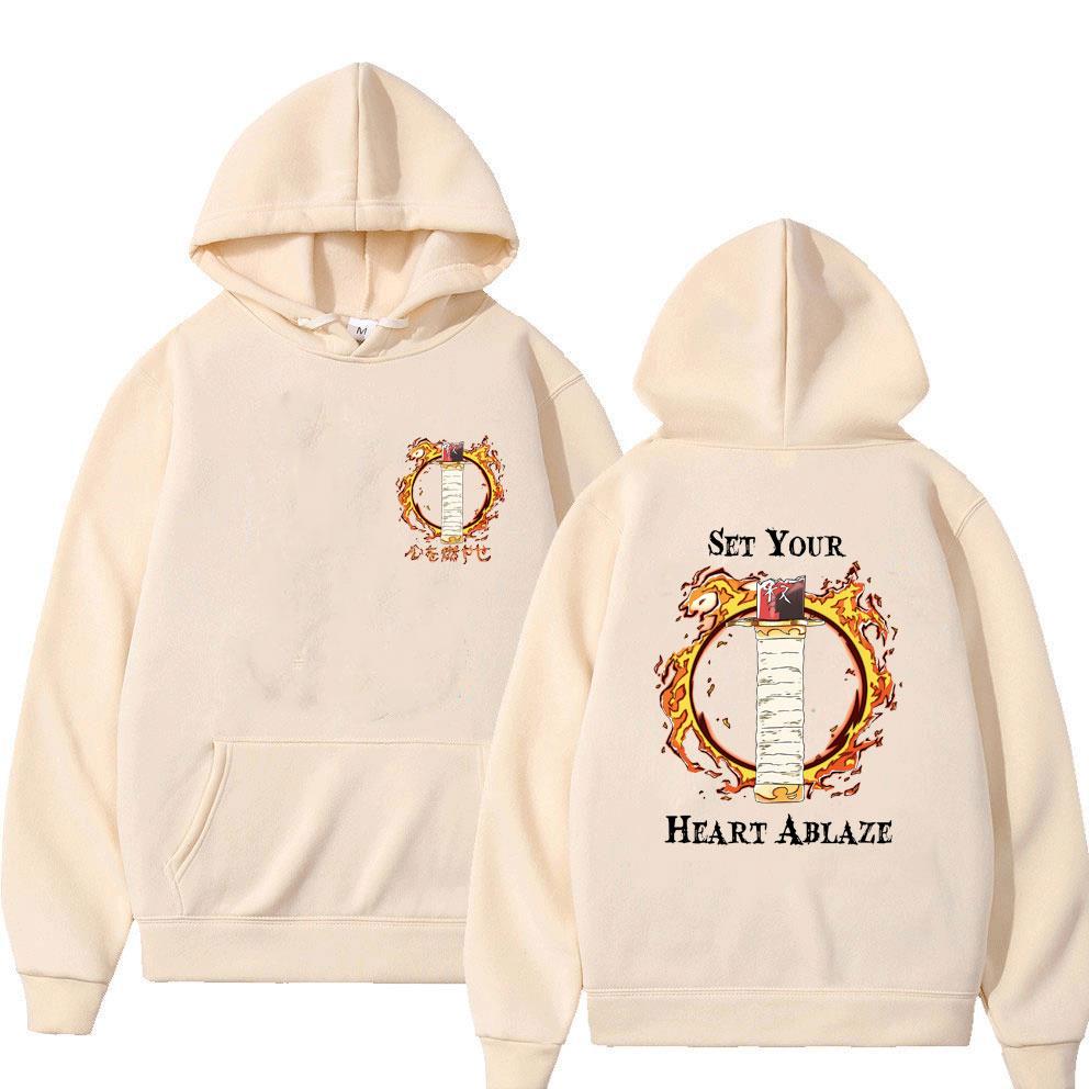 Толстовка с капюшоном «Set Your Heart Ablaze» в стиле аниме «Demon Slayer Rengoku — фото 7