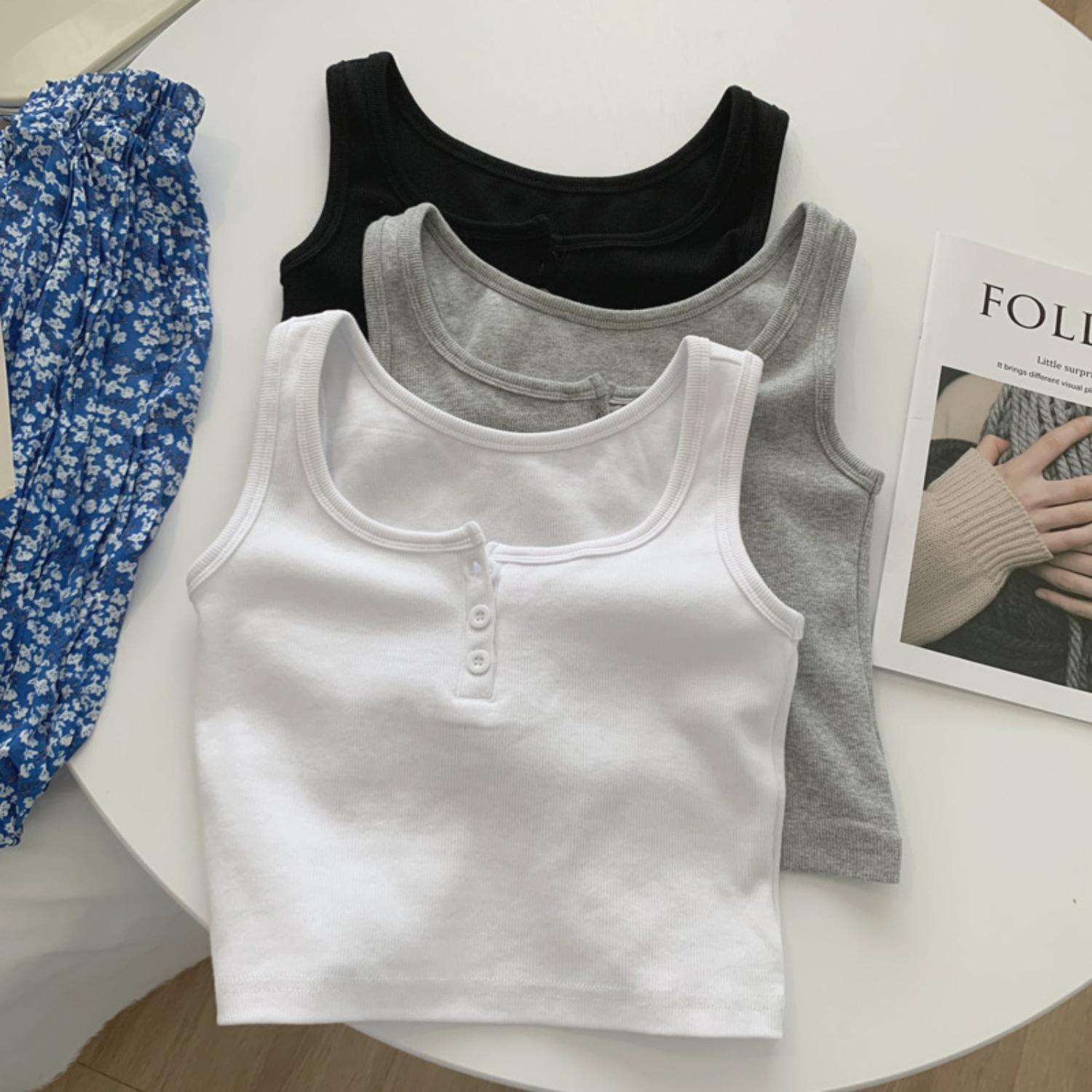 Women s Sleeveless Cami Tops Slim Fit Basic Tank Shirts Casual Layering Vests S